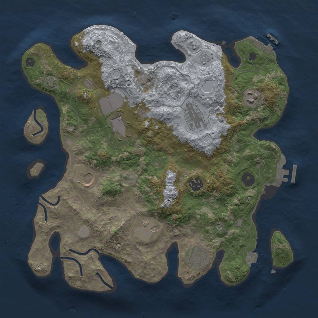 Rust Map: Procedural Map, Size: 3500, Seed: 1077597365, 15 Monuments