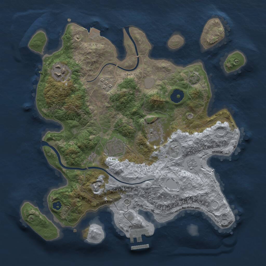 Rust Map: Procedural Map, Size: 3000, Seed: 8140242, 9 Monuments