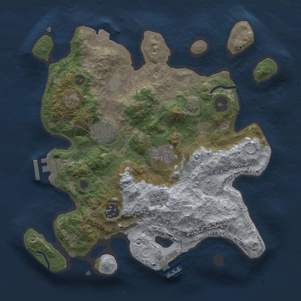 Rust Map: Procedural Map, Size: 3000, Seed: 8140242, 12 Monuments