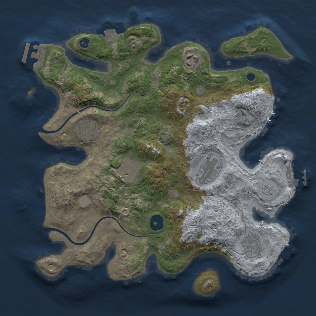 Rust Map: Procedural Map, Size: 3200, Seed: 685643002, 11 Monuments