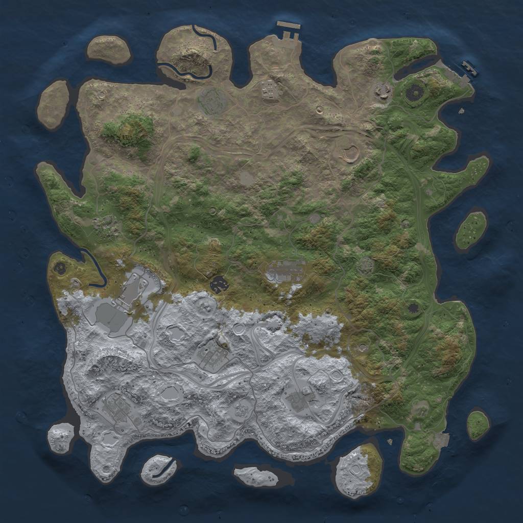 Rust Map: Procedural Map, Size: 4500, Seed: 1723785476, 19 Monuments