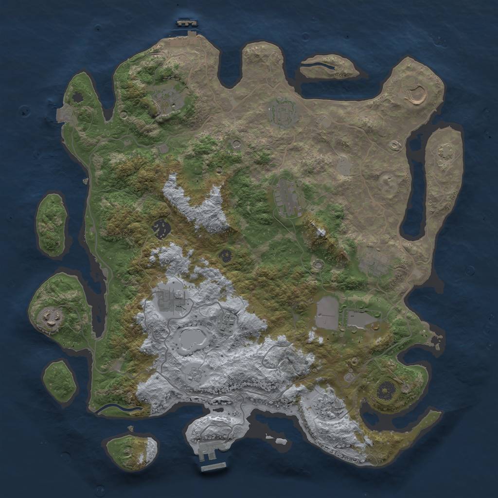 Rust Map: Procedural Map, Size: 4000, Seed: 166065965, 19 Monuments