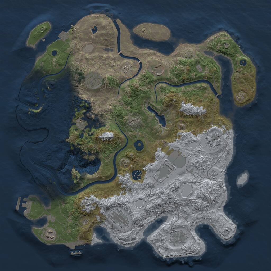 Rust Map: Procedural Map, Size: 4000, Seed: 2082679236, 16 Monuments