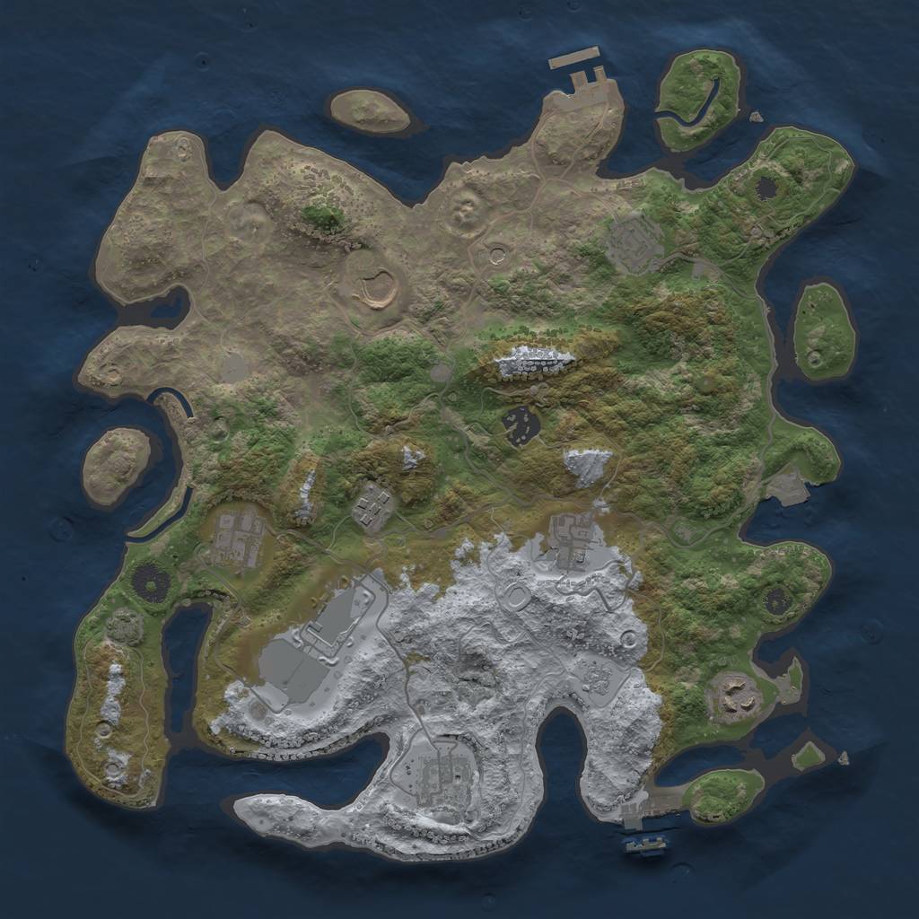 Rust Map: Procedural Map, Size: 3600, Seed: 11708, 17 Monuments