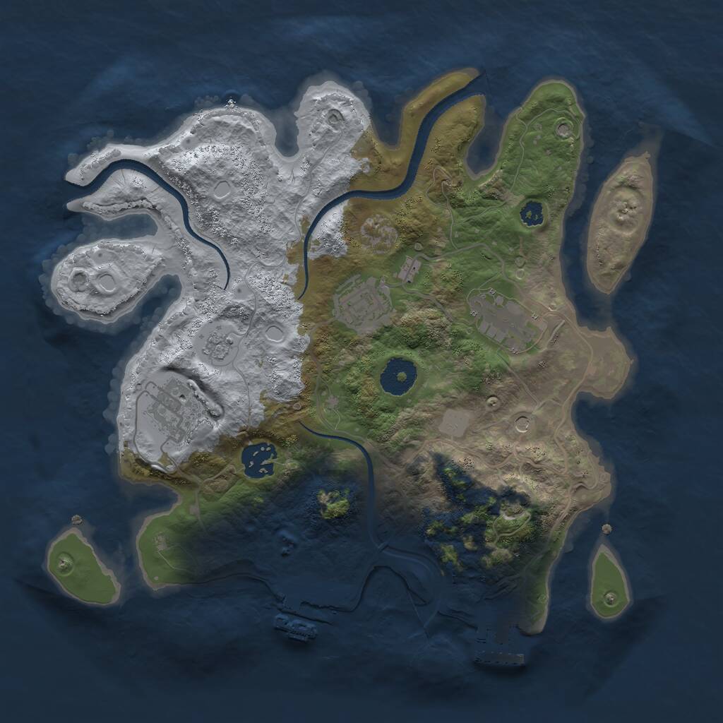 Rust Map: Procedural Map, Size: 3000, Seed: 1236907, 10 Monuments
