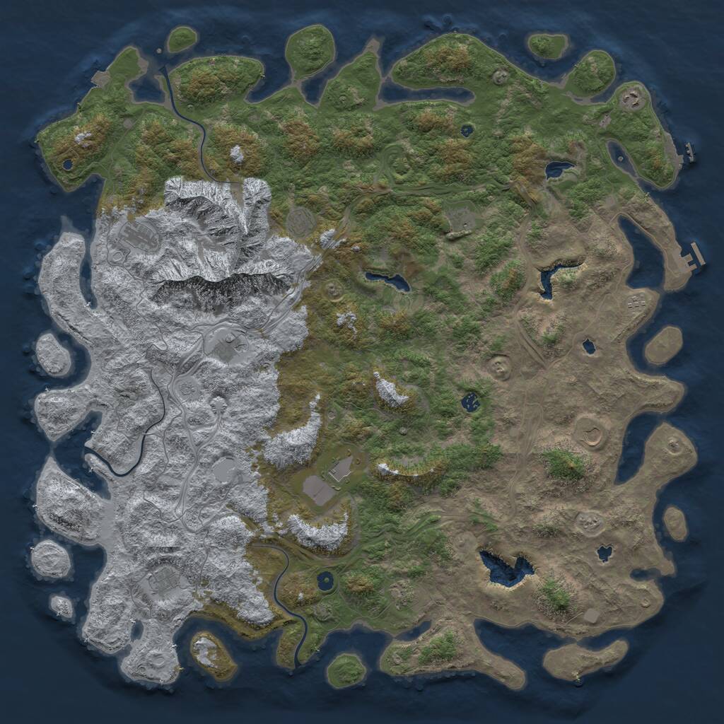 Rust Map: Procedural Map, Size: 6000, Seed: 1122213342, 17 Monuments