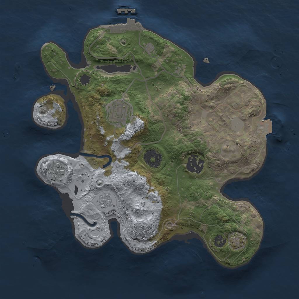 Rust Map: Procedural Map, Size: 2500, Seed: 983458358, 9 Monuments