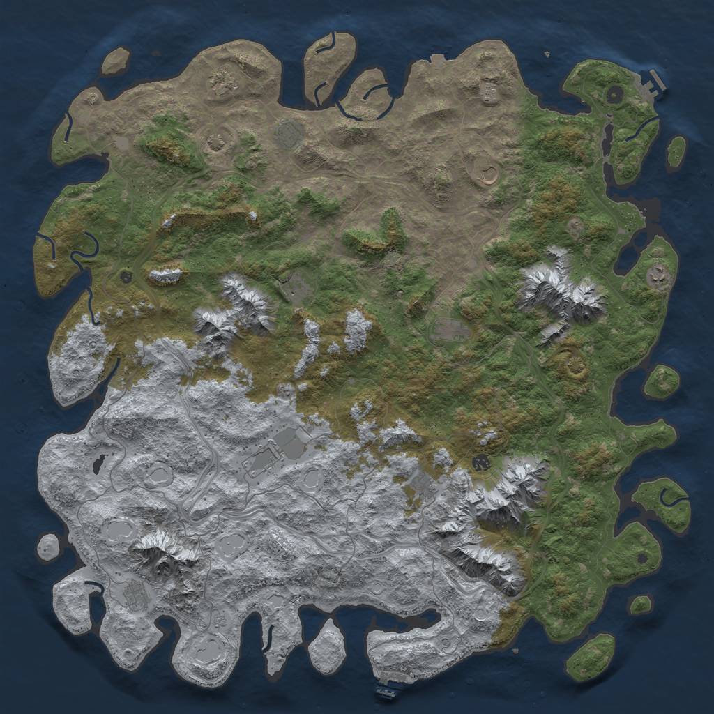 Rust Map: Procedural Map, Size: 6000, Seed: 45138, 19 Monuments