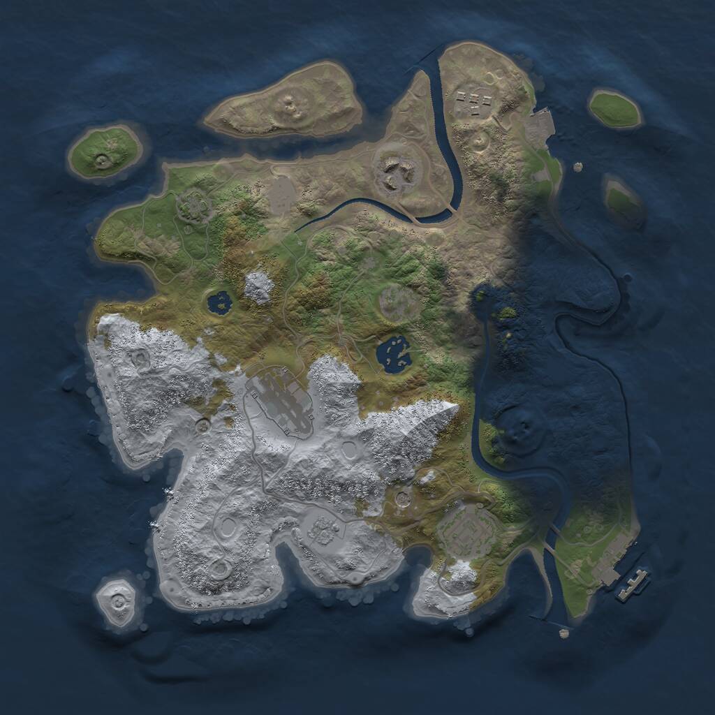 Rust Map: Procedural Map, Size: 3000, Seed: 9995, 10 Monuments
