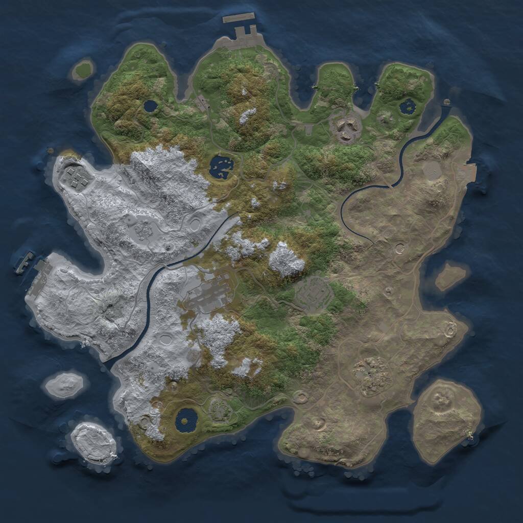 Rust Map: Procedural Map, Size: 3300, Seed: 1842320344, 12 Monuments