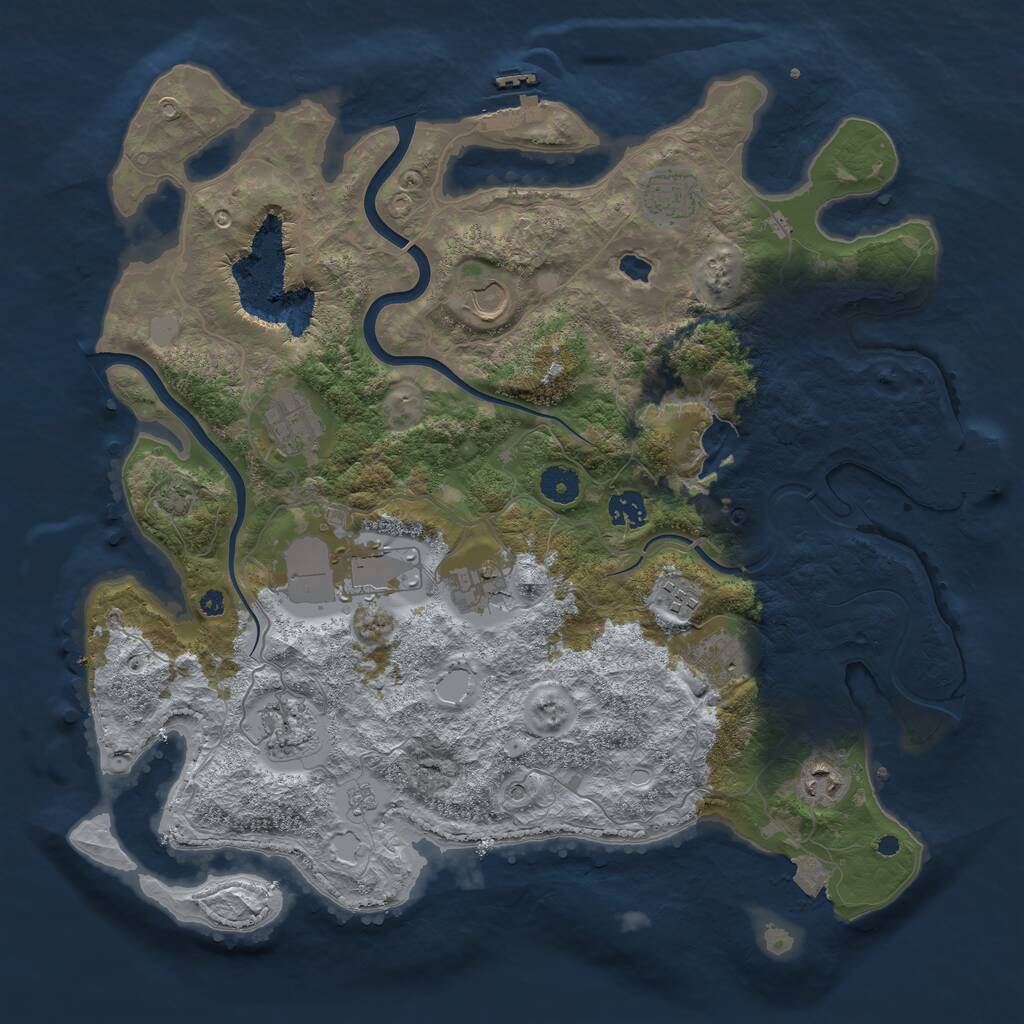 Rust Map: Procedural Map, Size: 4000, Seed: 677943454, 16 Monuments
