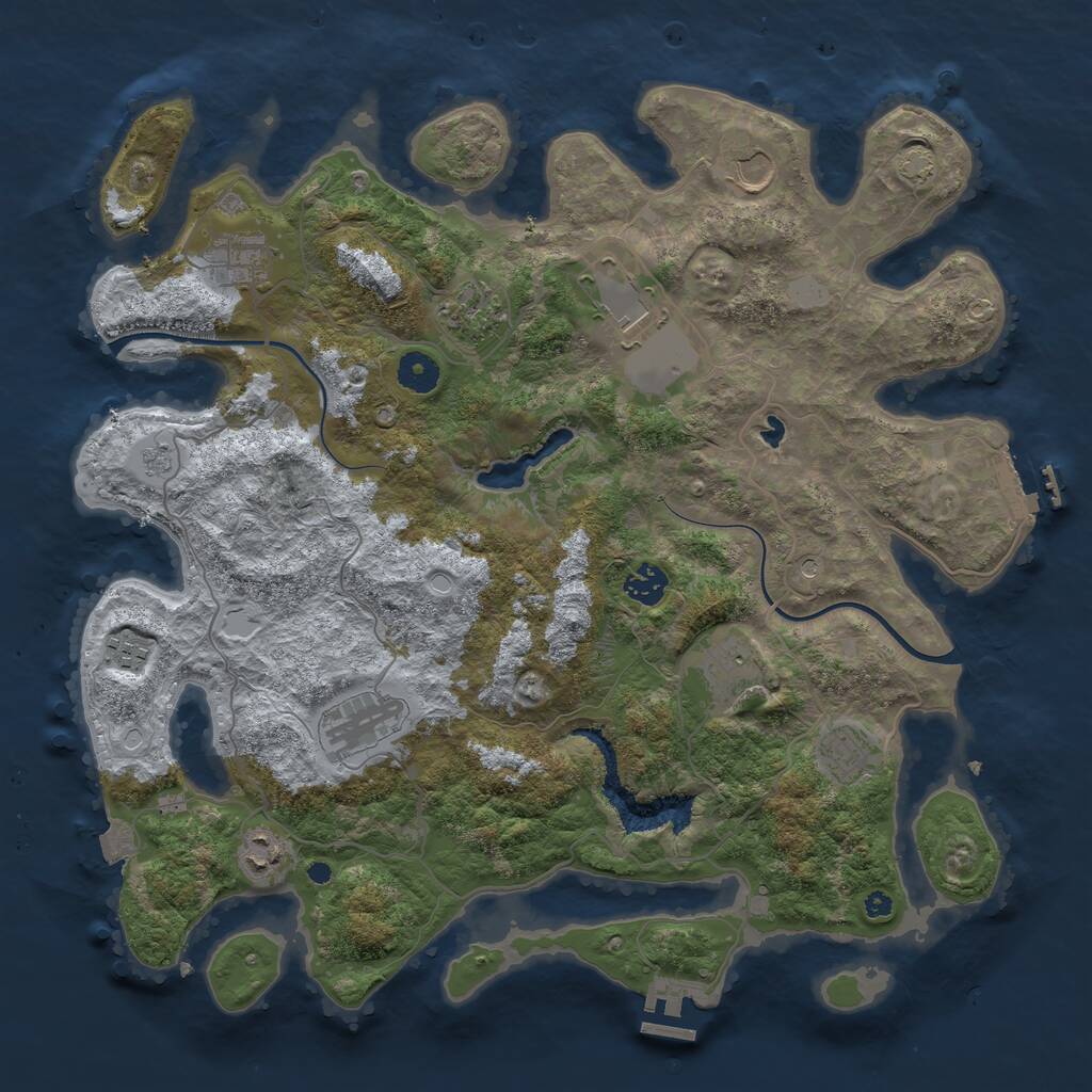 Rust Map: Procedural Map, Size: 4000, Seed: 1365011854, 16 Monuments