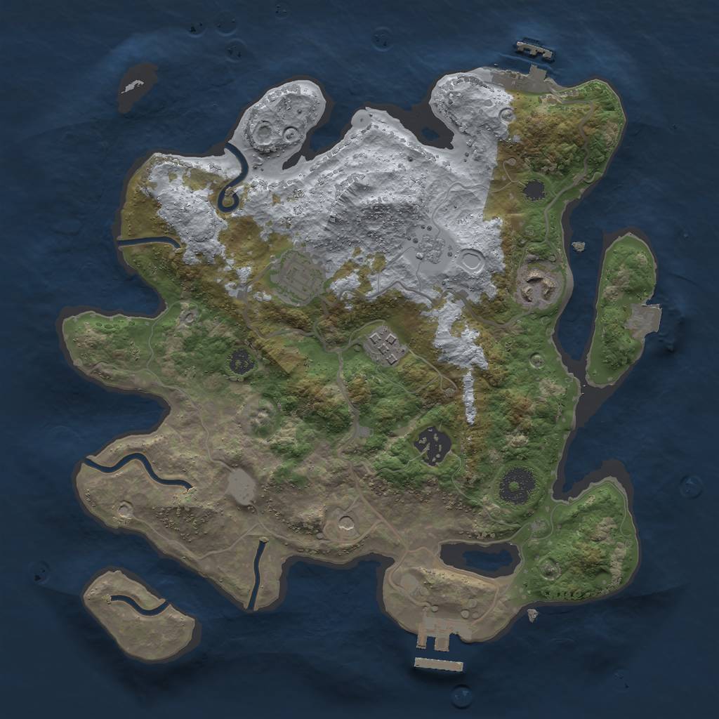 Rust Map: Procedural Map, Size: 3000, Seed: 575951742, 11 Monuments