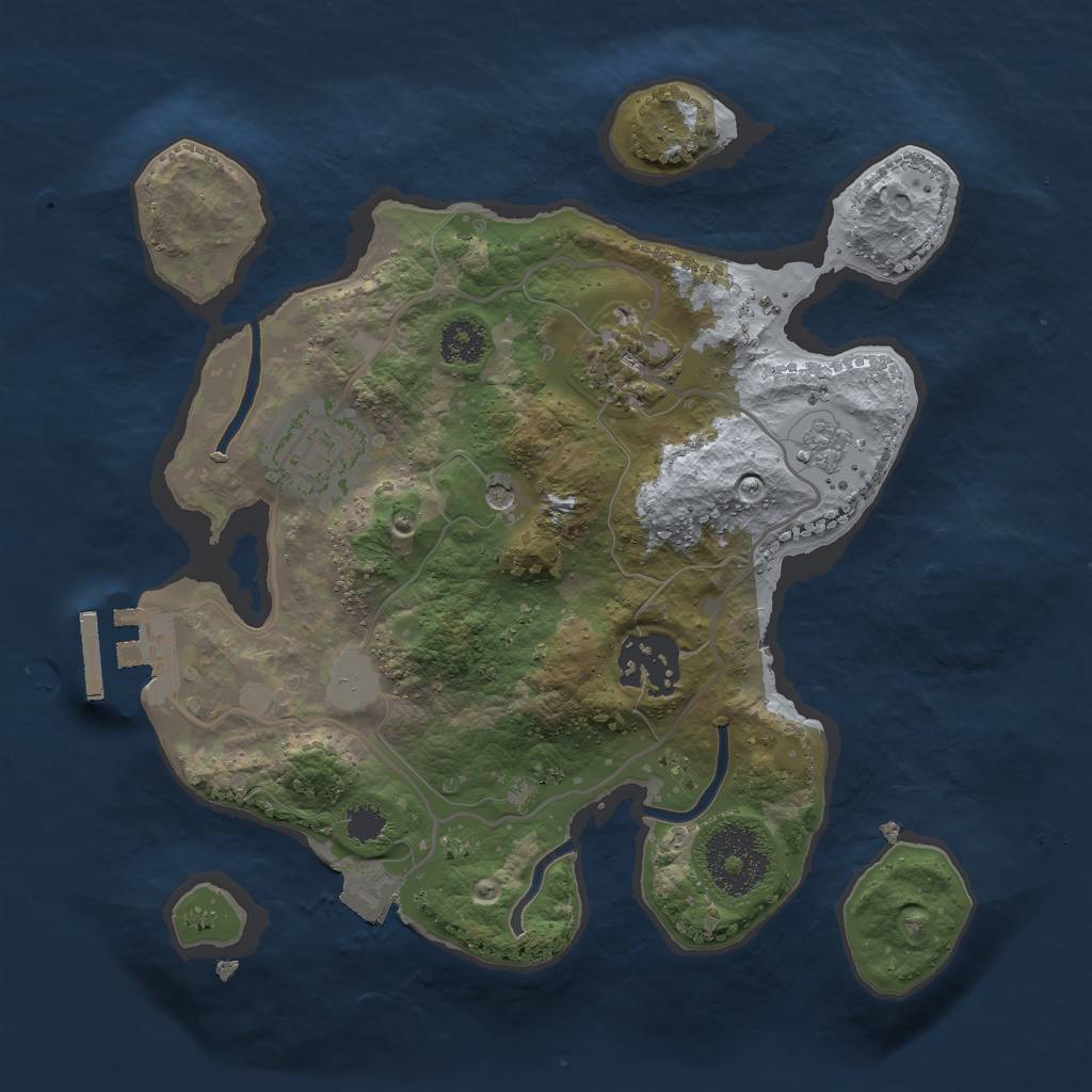 Rust Map: Procedural Map, Size: 2500, Seed: 1674905427, 9 Monuments