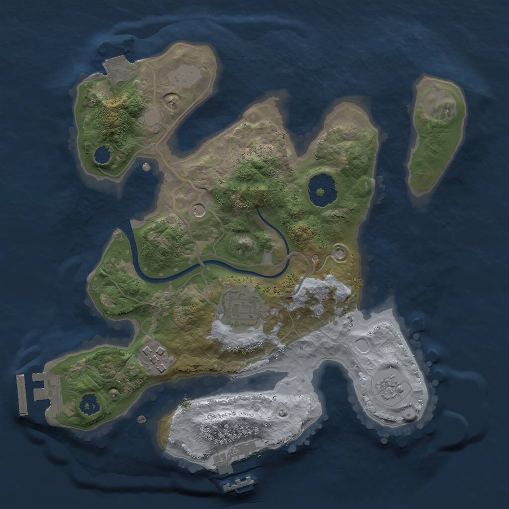Rust Map: Procedural Map, Size: 2500, Seed: 206636534, 7 Monuments