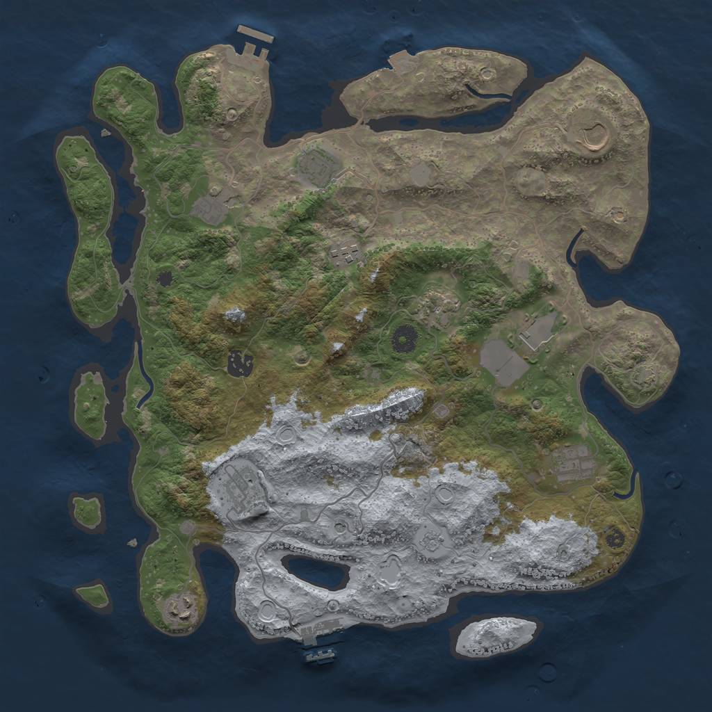Rust Map: Procedural Map, Size: 3900, Seed: 86596489, 18 Monuments