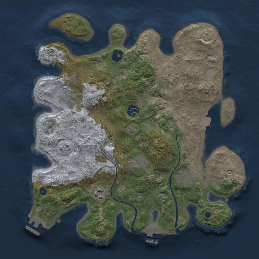 Rust Map: Procedural Map, Size: 3400, Seed: 46478914, 12 Monuments