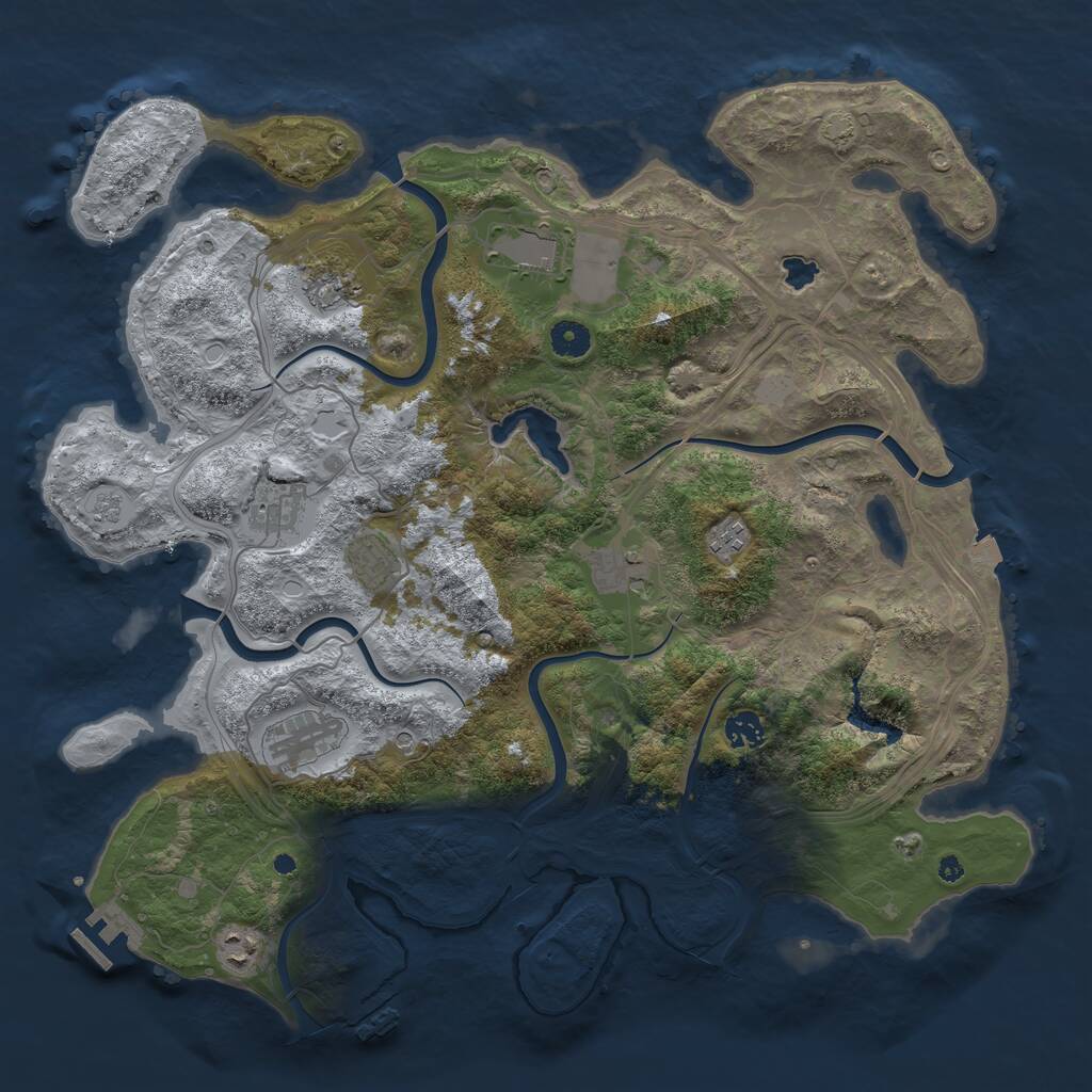 Rust Map: Procedural Map, Size: 4250, Seed: 1343783552, 15 Monuments