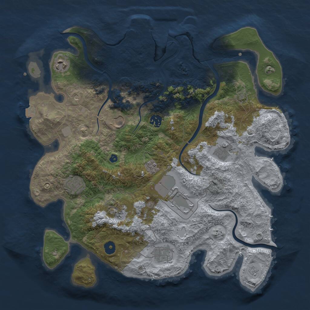 Rust Map: Procedural Map, Size: 3800, Seed: 63206429, 14 Monuments
