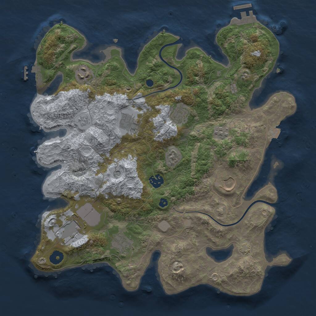 Rust Map: Procedural Map, Size: 3500, Seed: 21774916, 14 Monuments