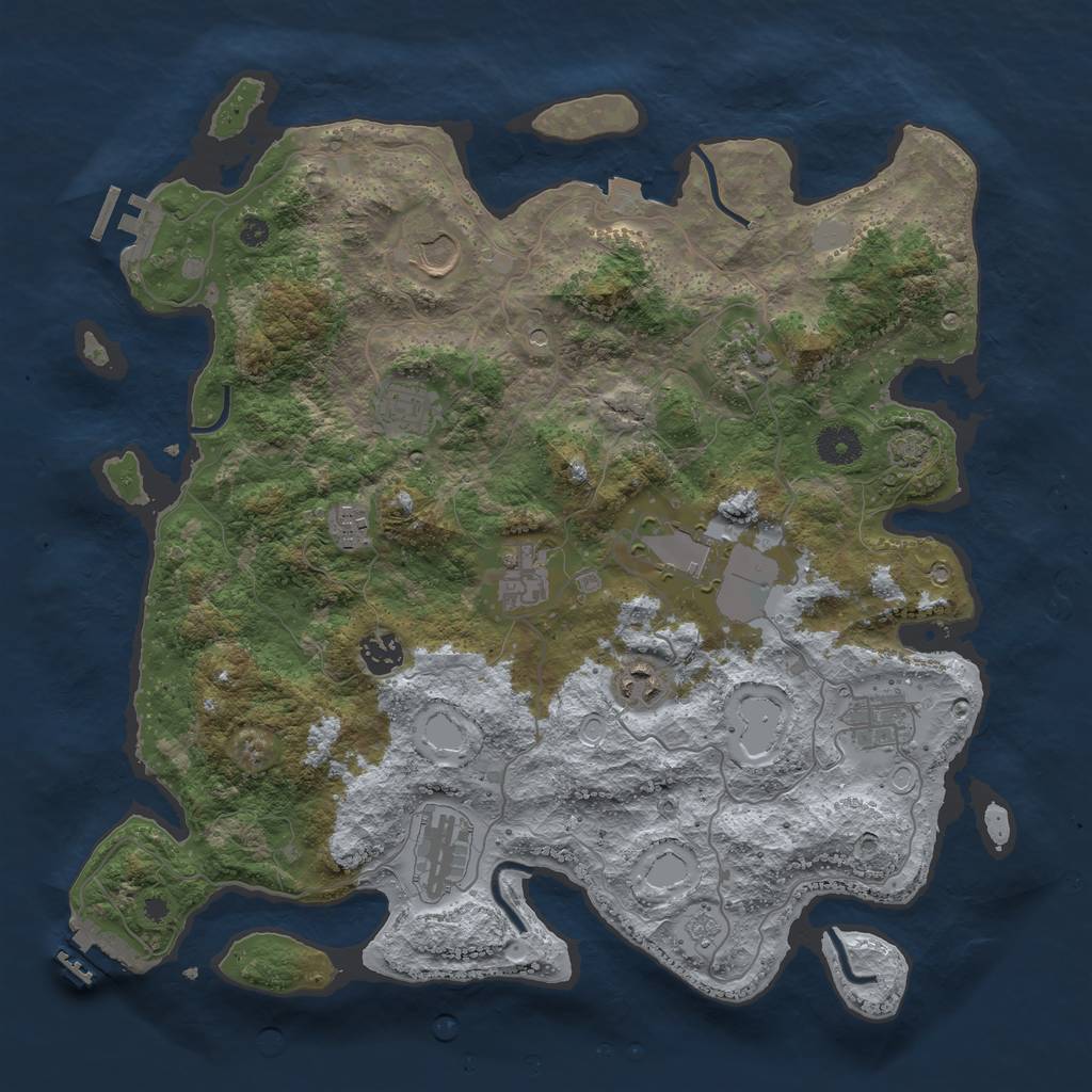 Rust Map: Procedural Map, Size: 3850, Seed: 60058145, 18 Monuments
