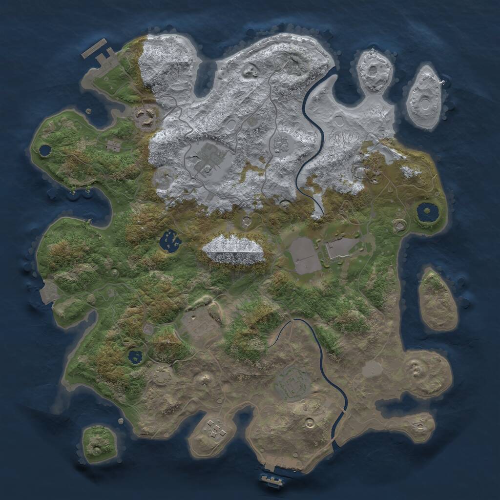 Rust Map: Procedural Map, Size: 3550, Seed: 73627289, 14 Monuments
