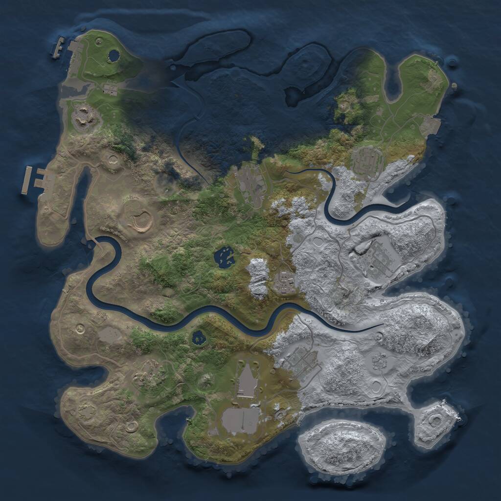 Rust Map: Procedural Map, Size: 3550, Seed: 40367689, 16 Monuments