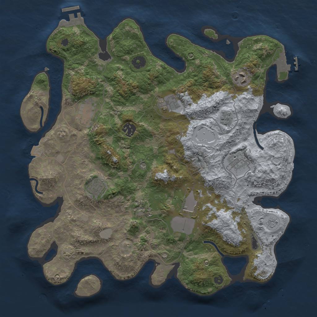Rust Map: Procedural Map, Size: 3600, Seed: 93844263, 17 Monuments