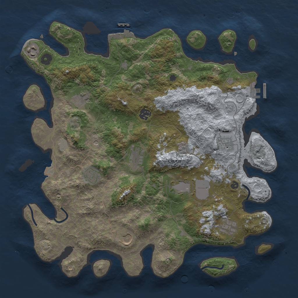 Rust Map: Procedural Map, Size: 3950, Seed: 240026, 18 Monuments