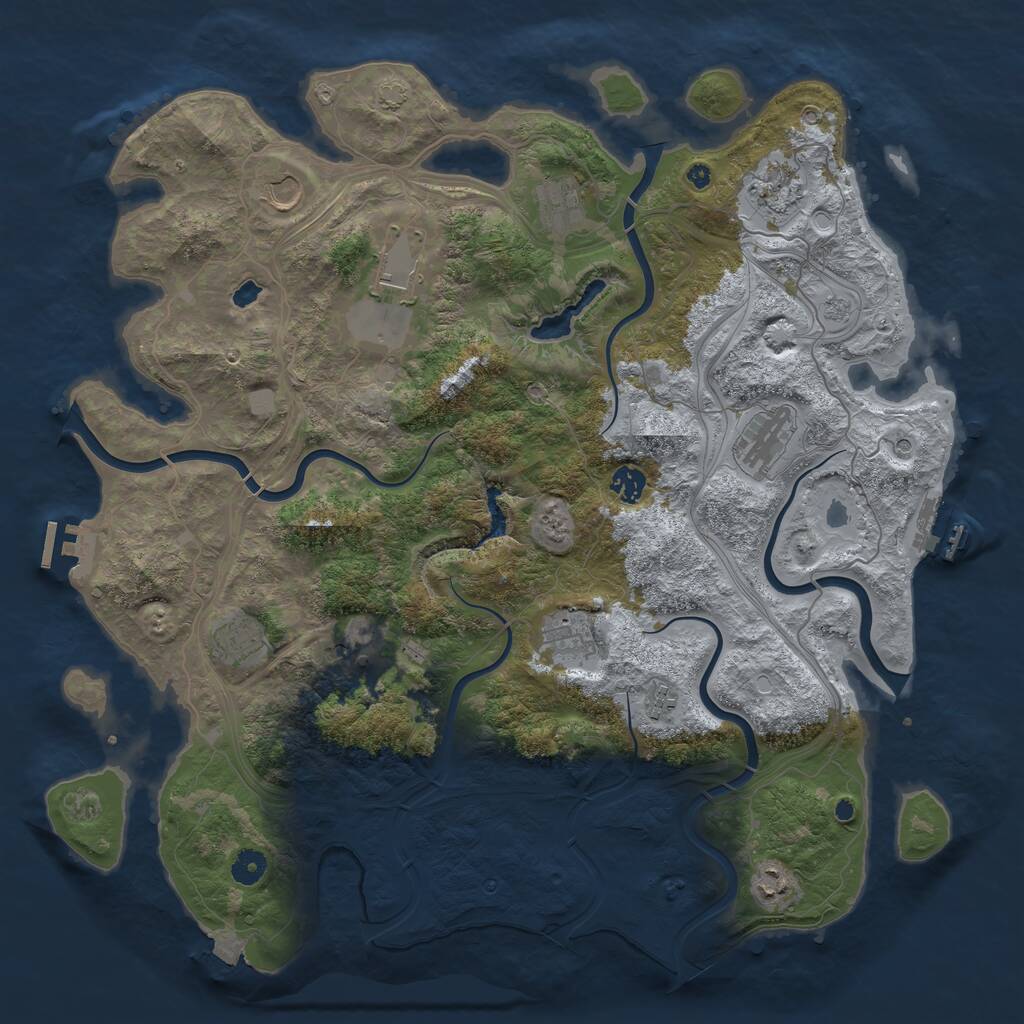 Rust Map: Procedural Map, Size: 4400, Seed: 75783285, 17 Monuments
