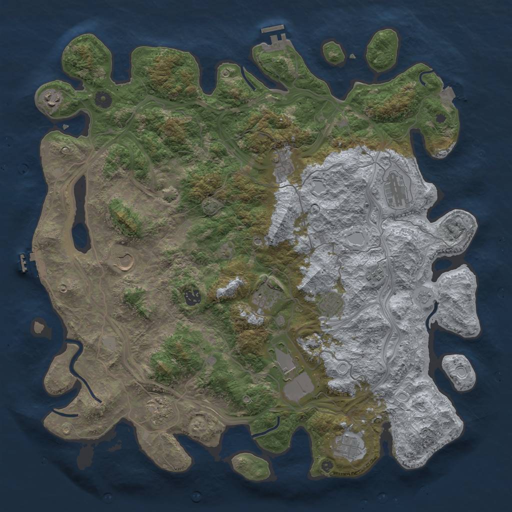Rust Map: Procedural Map, Size: 4500, Seed: 4842289, 19 Monuments