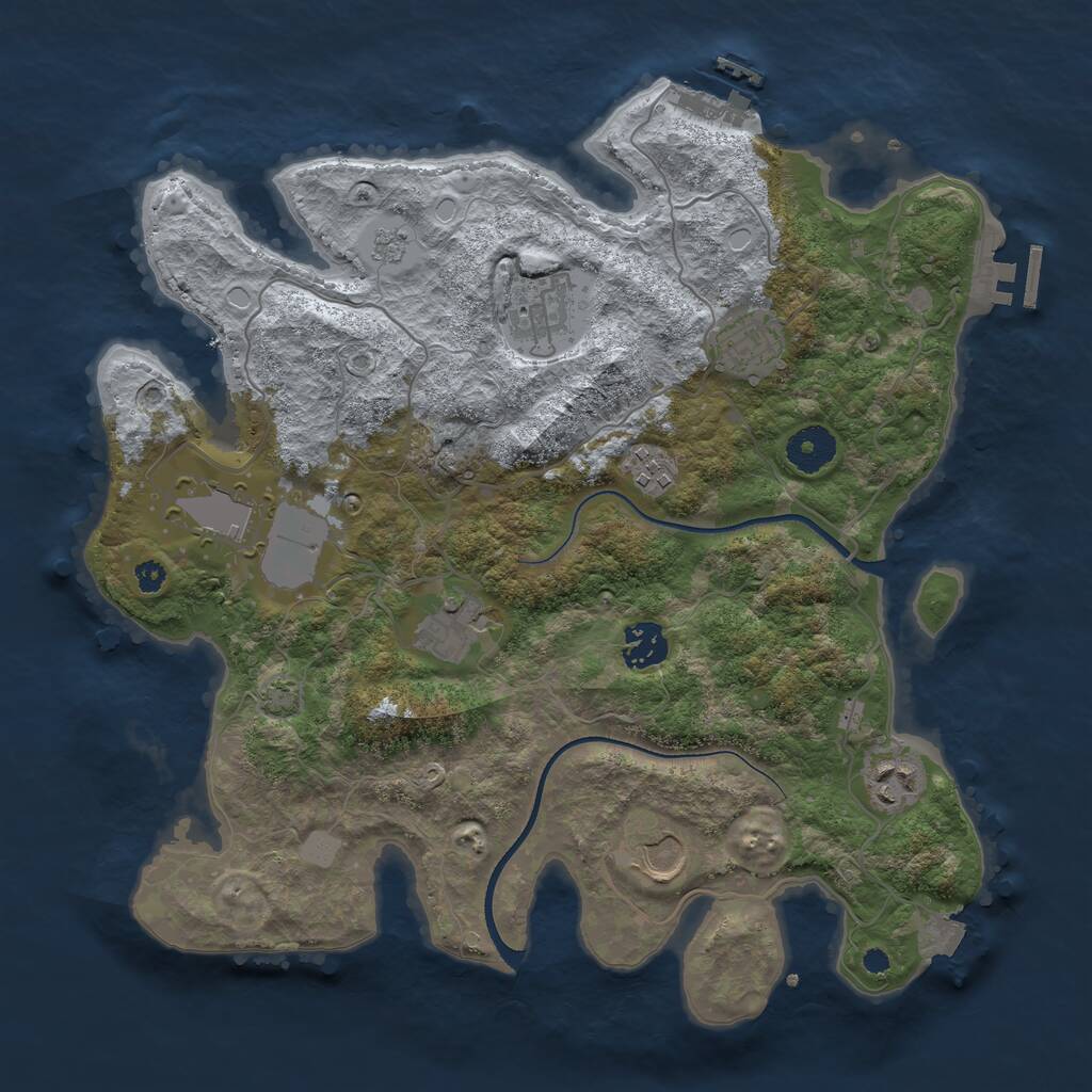 Rust Map: Procedural Map, Size: 3500, Seed: 408194362, 13 Monuments