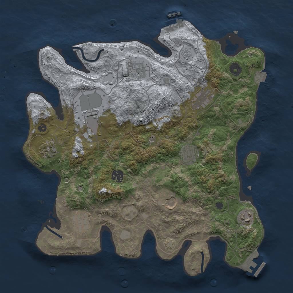 Rust Map: Procedural Map, Size: 3500, Seed: 408194362, 17 Monuments