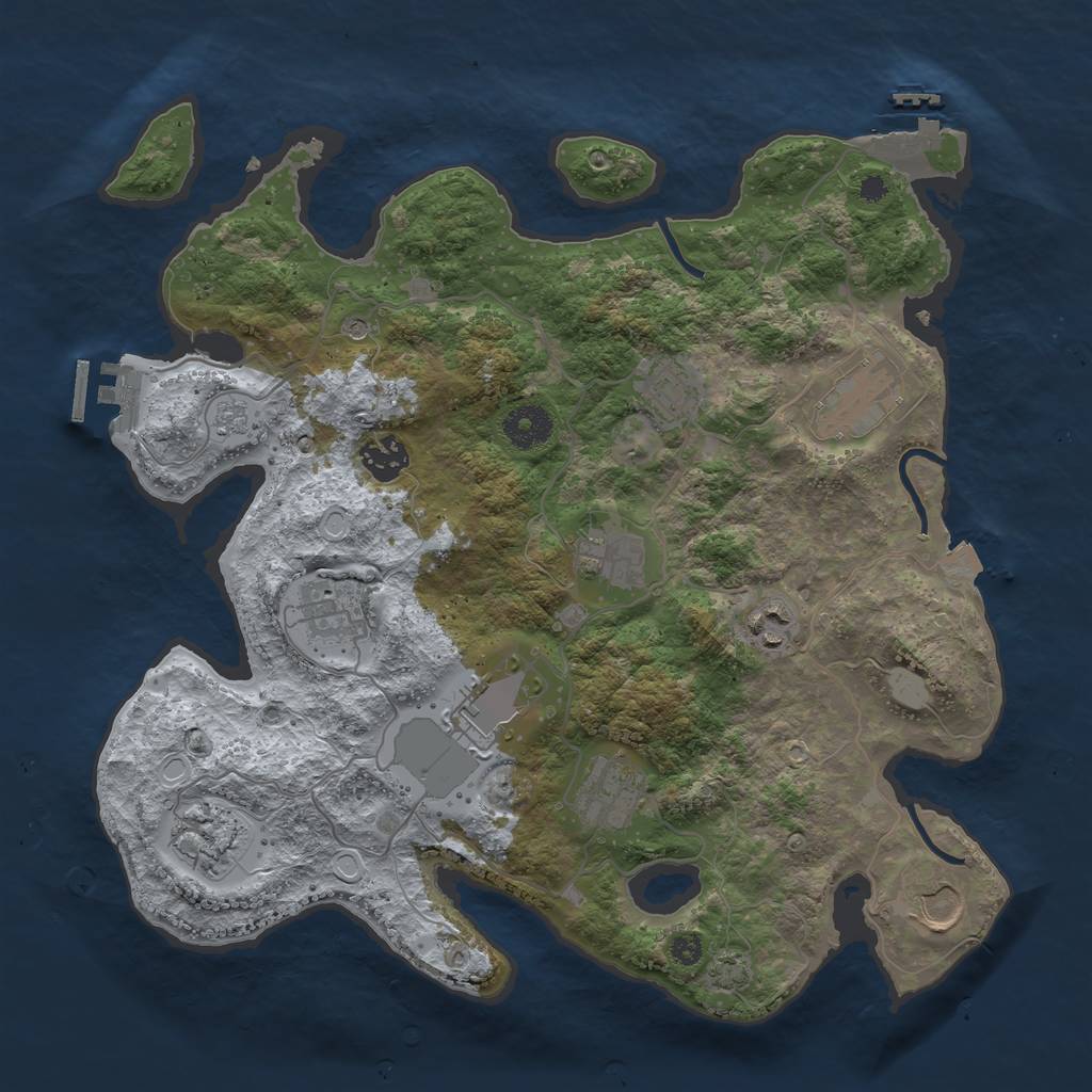 Rust Map: Procedural Map, Size: 3550, Seed: 67677254, 18 Monuments