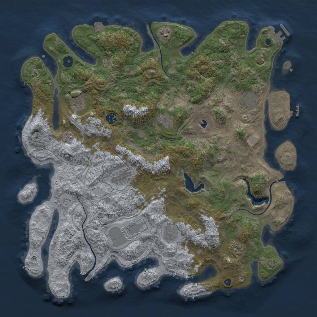 Rust Map: Procedural Map, Size: 4400, Seed: 10506459, 16 Monuments