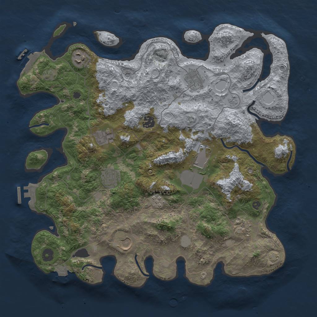 Rust Map: Procedural Map, Size: 3800, Seed: 75504419, 17 Monuments