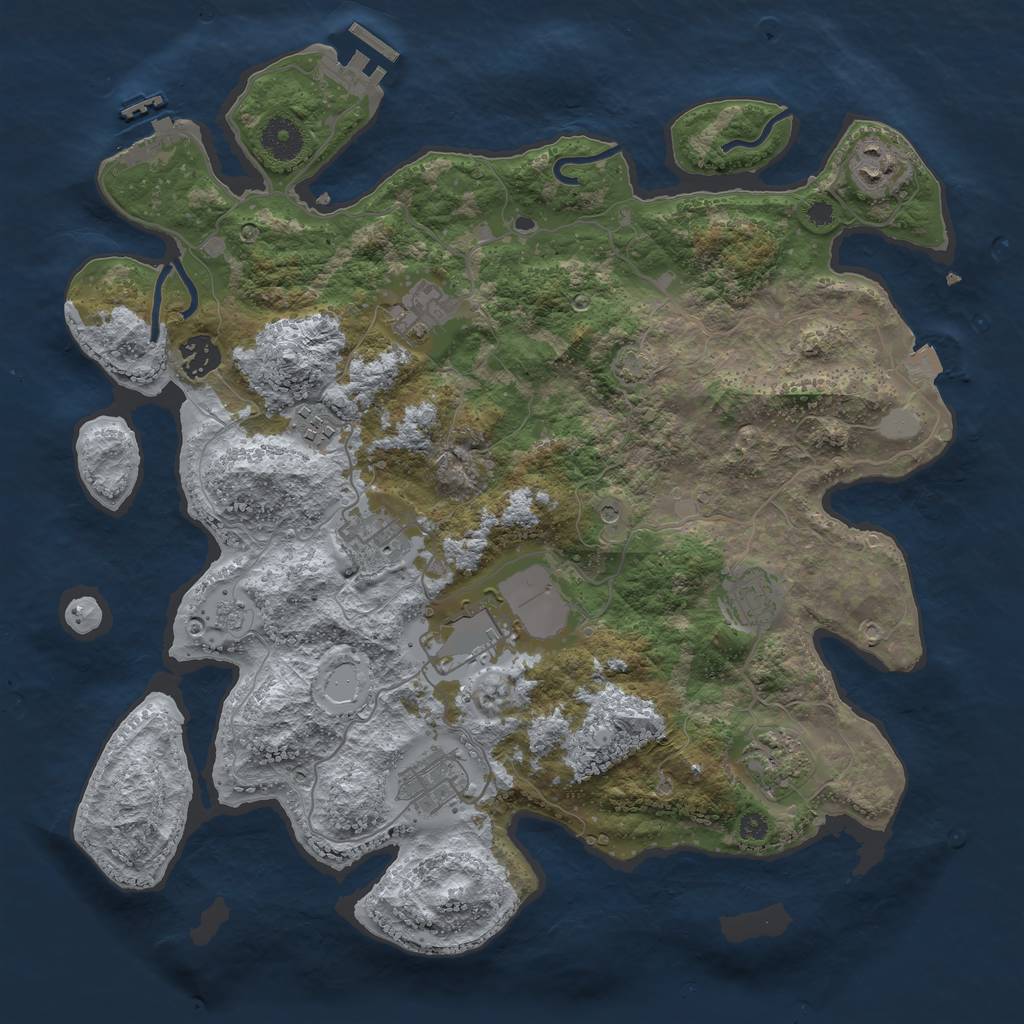 Rust Map: Procedural Map, Size: 3700, Seed: 18234640, 17 Monuments