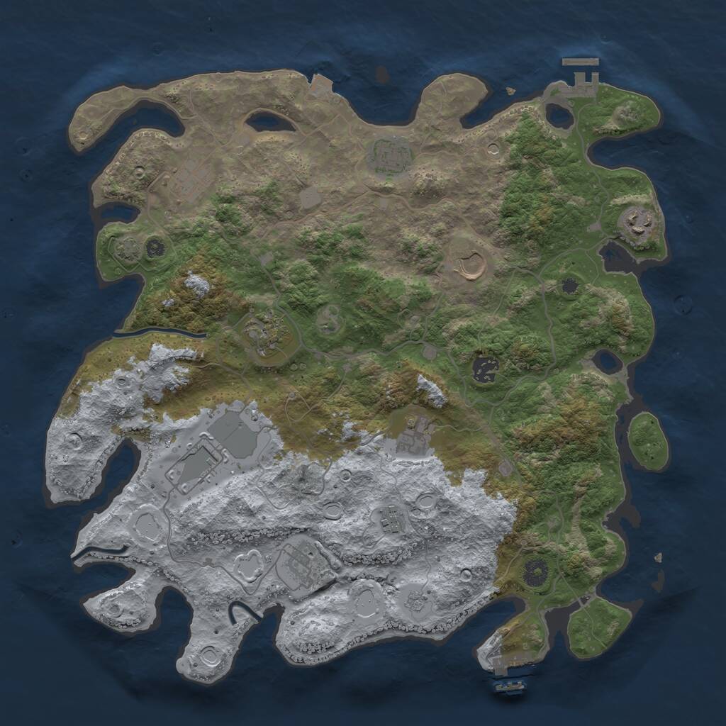 Rust Map: Procedural Map, Size: 4000, Seed: 1928273181, 16 Monuments