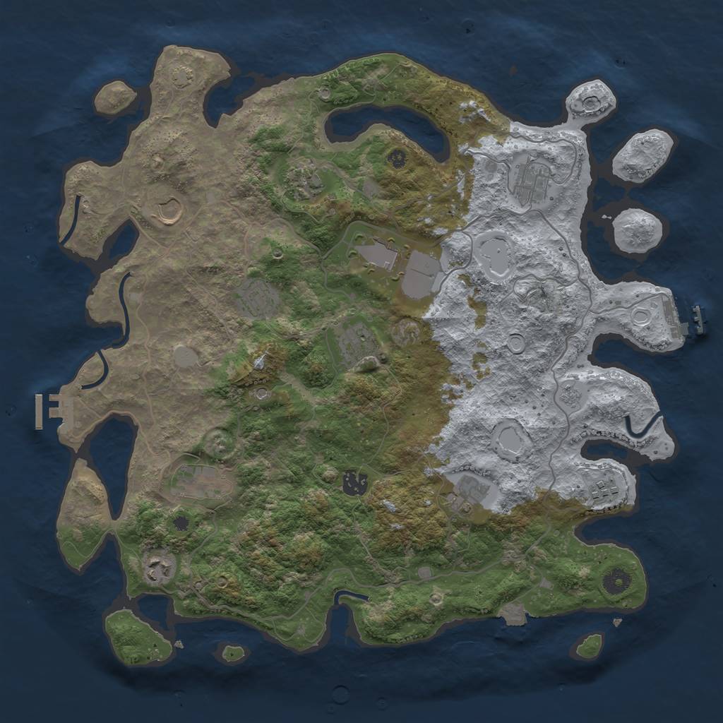 Rust Map: Procedural Map, Size: 4100, Seed: 53681229, 19 Monuments