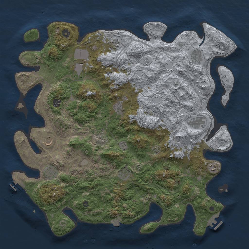 Rust Map: Procedural Map, Size: 4500, Seed: 1132655885, 19 Monuments