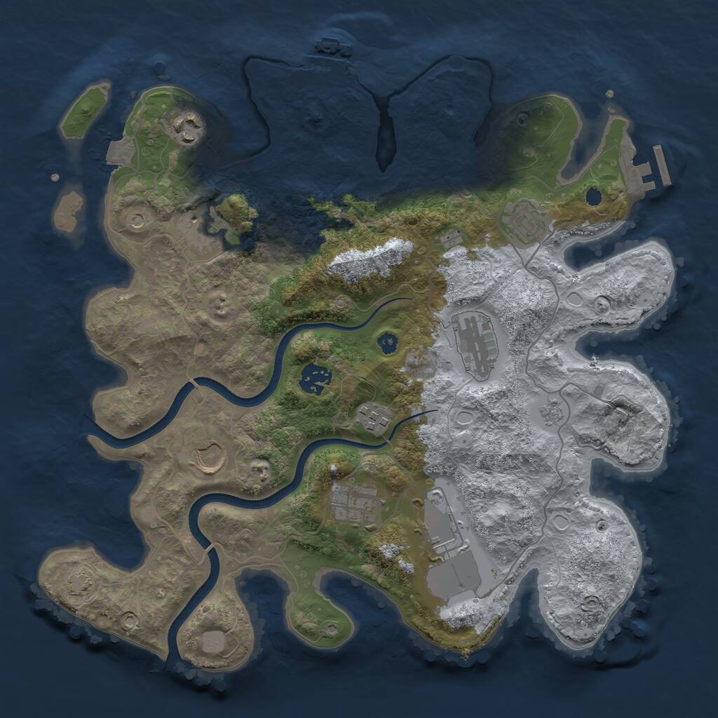 Rust Map: Procedural Map, Size: 3500, Seed: 1177605045, 15 Monuments