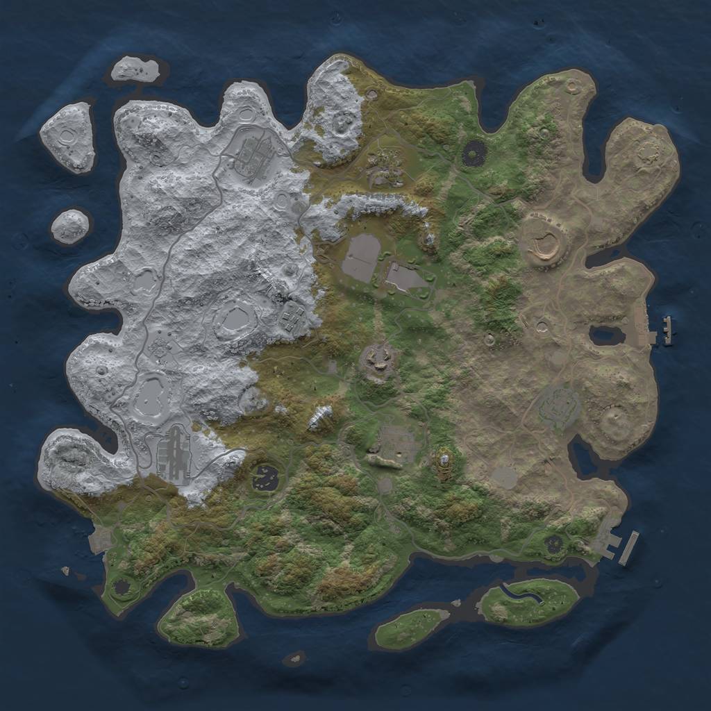 Rust Map: Procedural Map, Size: 4000, Seed: 609755925, 18 Monuments