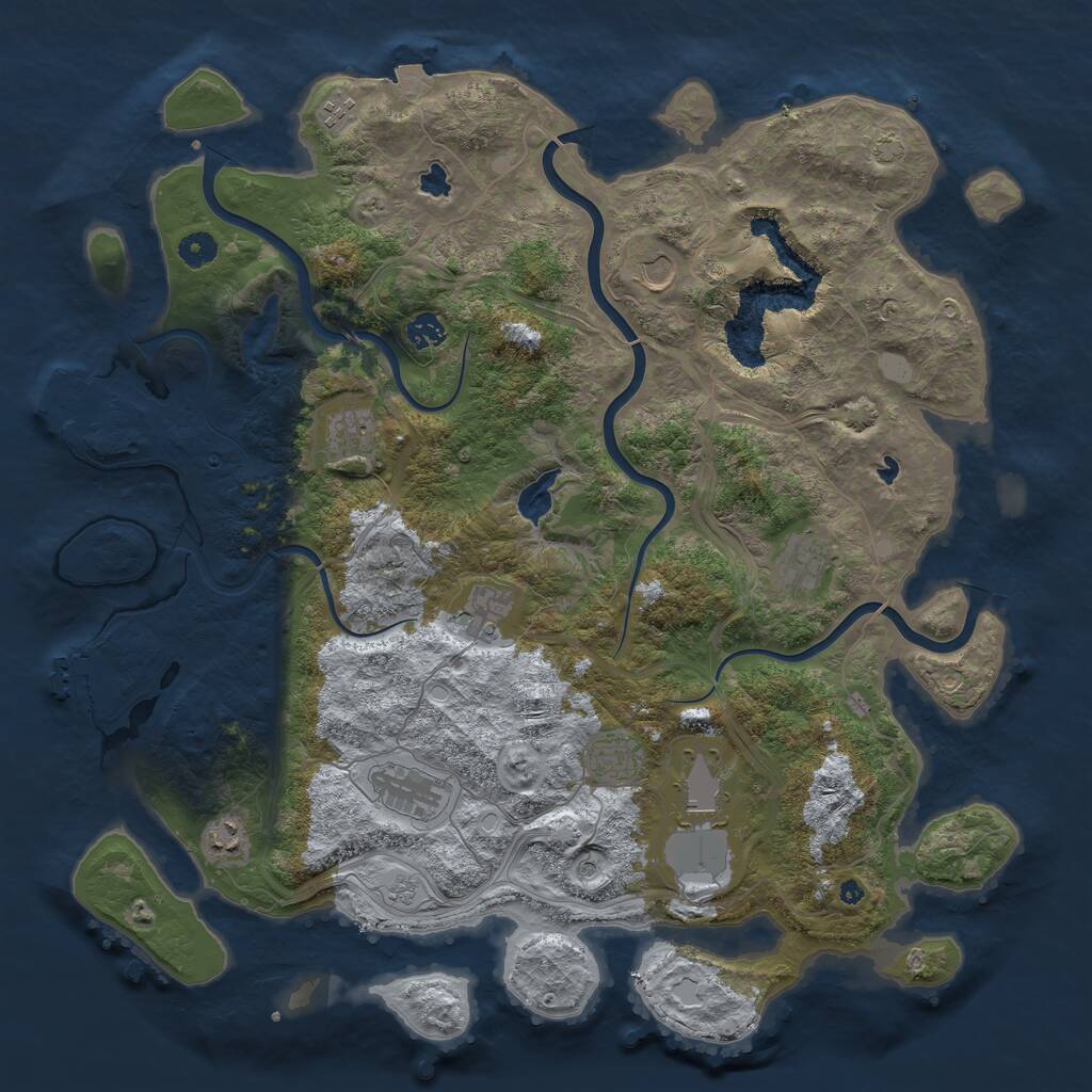 Rust Map: Procedural Map, Size: 4500, Seed: 770353096, 16 Monuments