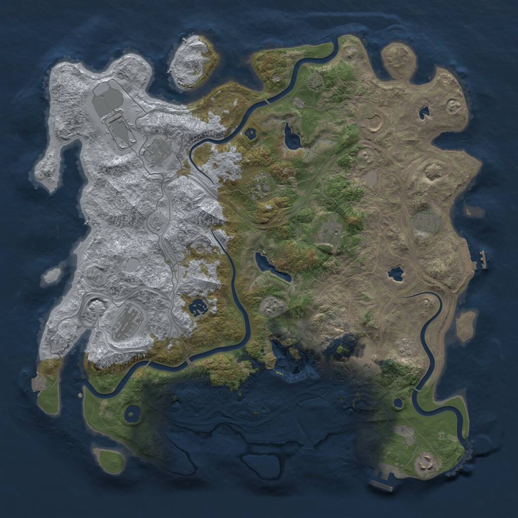 Rust Map: Procedural Map, Size: 4500, Seed: 1913873165, 17 Monuments