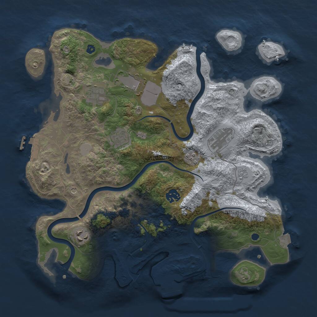 Rust Map: Procedural Map, Size: 3500, Seed: 1033737896, 13 Monuments