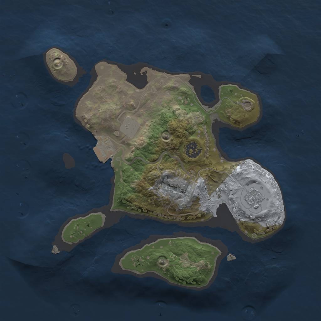 Rust Map: Procedural Map, Size: 2000, Seed: 1723, 4 Monuments