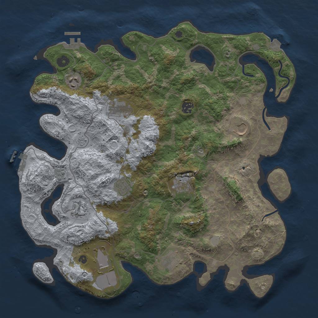 Rust Map: Procedural Map, Size: 4000, Seed: 27645917, 18 Monuments
