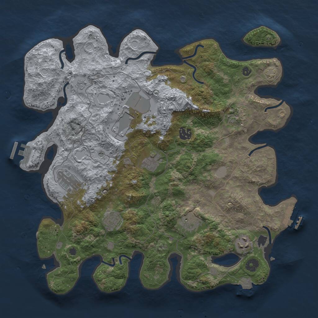 Rust Map: Procedural Map, Size: 3650, Seed: 76356883, 14 Monuments