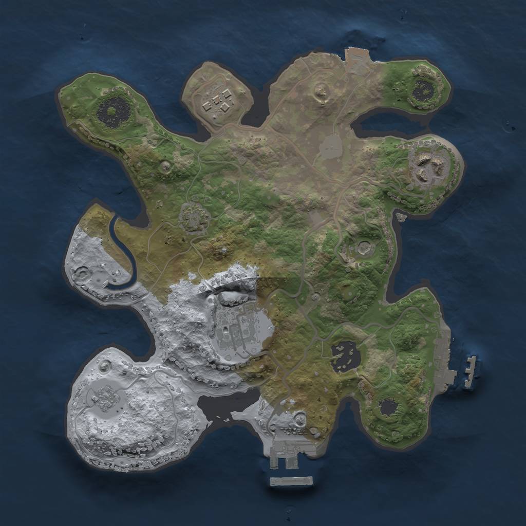 Rust Map: Procedural Map, Size: 2500, Seed: 1425820515, 12 Monuments
