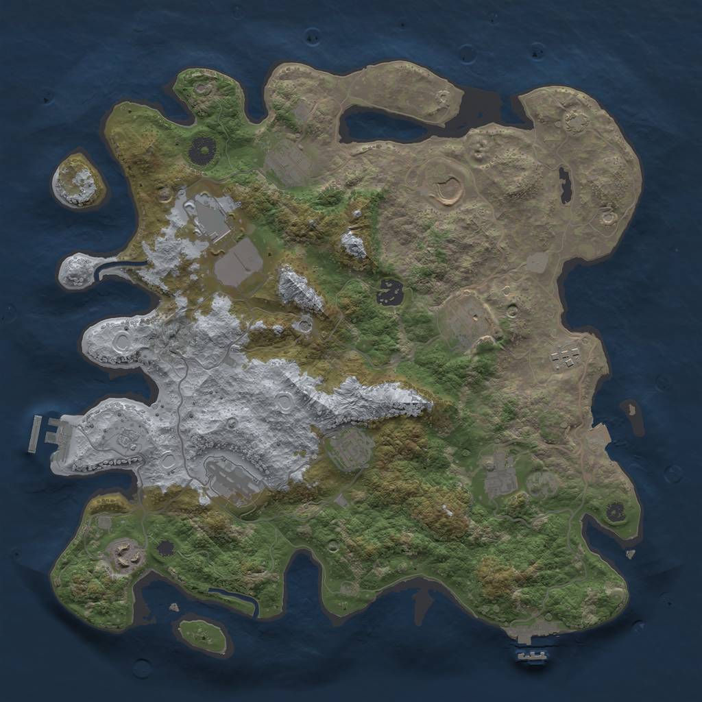 Rust Map: Procedural Map, Size: 3750, Seed: 66381540, 18 Monuments
